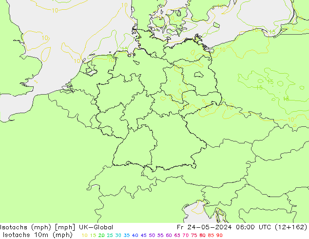 Isotachs (mph) UK-Global пт 24.05.2024 06 UTC