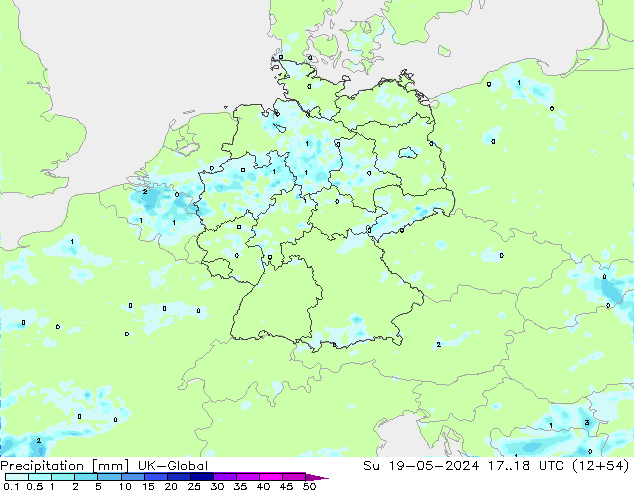 Precipitation UK-Global Su 19.05.2024 18 UTC
