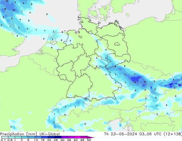 Precipitation UK-Global Th 23.05.2024 06 UTC