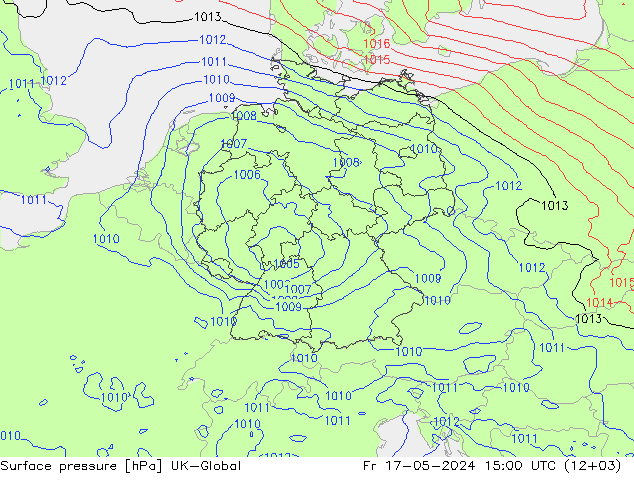 Luchtdruk (Grond) UK-Global vr 17.05.2024 15 UTC