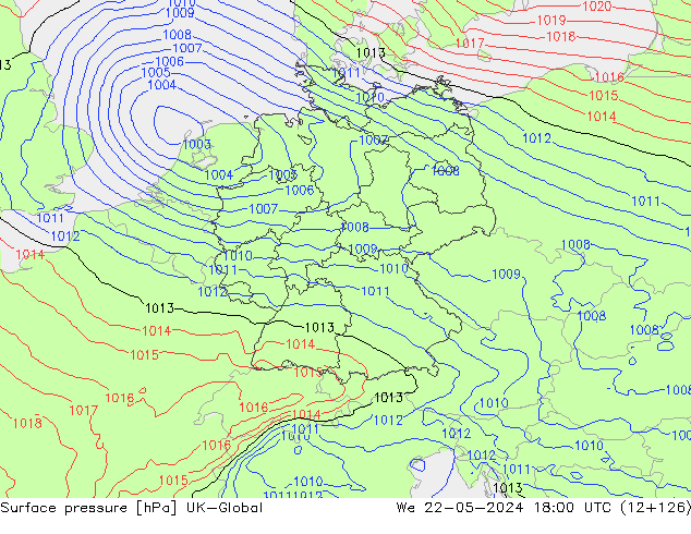 Luchtdruk (Grond) UK-Global wo 22.05.2024 18 UTC