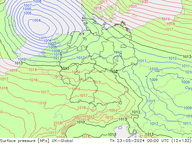 Surface pressure UK-Global Th 23.05.2024 00 UTC