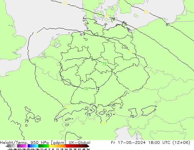 Yükseklik/Sıc. 950 hPa UK-Global Cu 17.05.2024 18 UTC