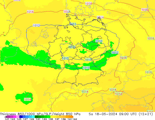 Thck 850-1000 hPa UK-Global sab 18.05.2024 09 UTC