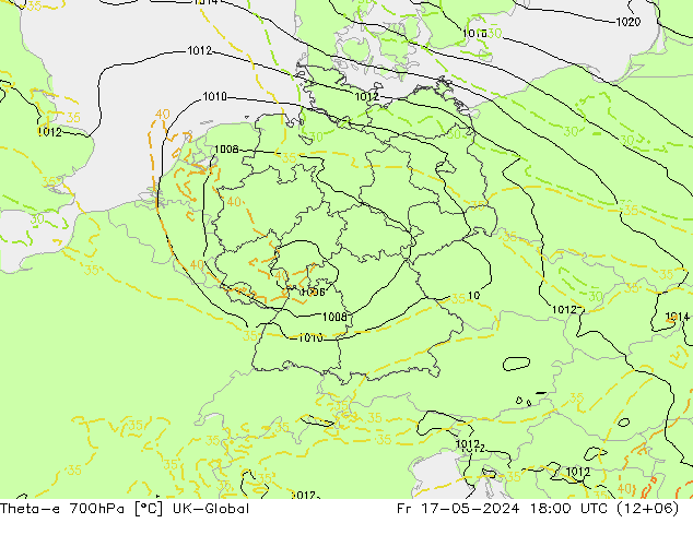 Theta-e 700hPa UK-Global pt. 17.05.2024 18 UTC