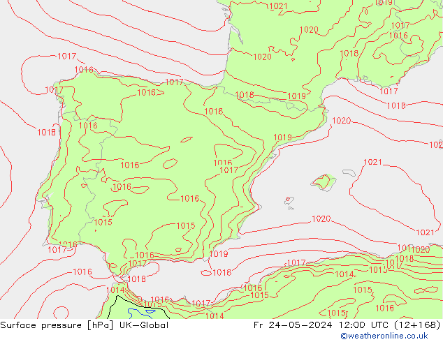 приземное давление UK-Global пт 24.05.2024 12 UTC
