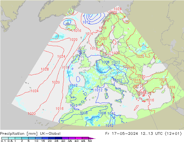 Neerslag UK-Global vr 17.05.2024 13 UTC