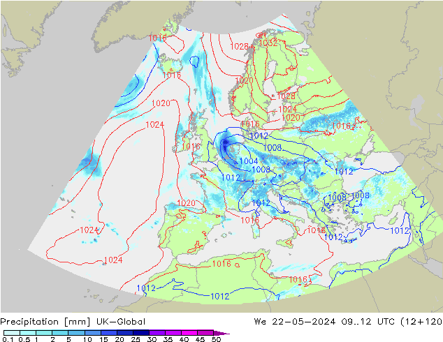 Precipitazione UK-Global mer 22.05.2024 12 UTC