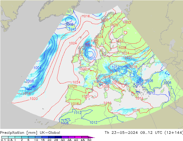 Niederschlag UK-Global Do 23.05.2024 12 UTC
