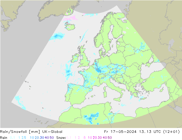 Rain/Snowfall UK-Global Cu 17.05.2024 13 UTC