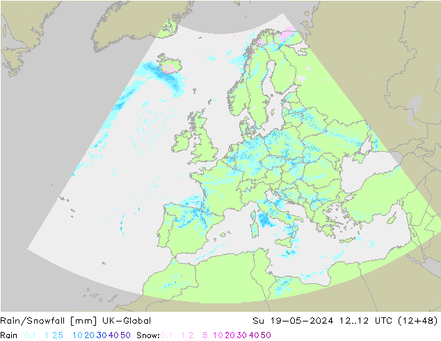 Rain/Snowfall UK-Global dim 19.05.2024 12 UTC
