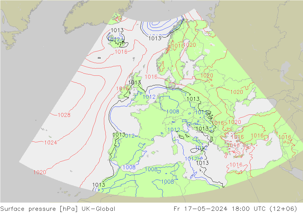 地面气压 UK-Global 星期五 17.05.2024 18 UTC