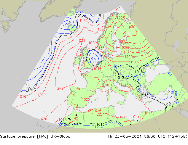приземное давление UK-Global чт 23.05.2024 06 UTC
