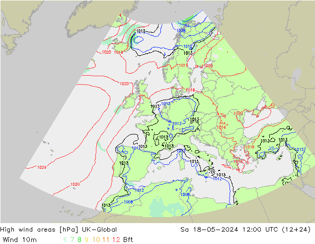 Izotacha UK-Global so. 18.05.2024 12 UTC