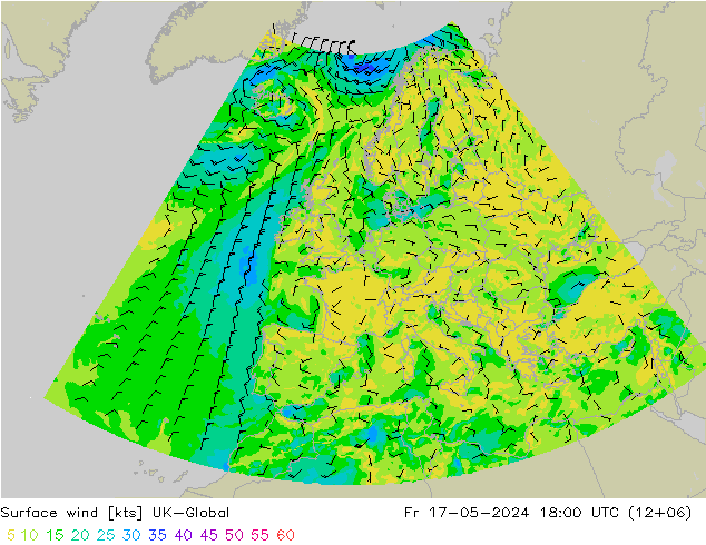 Surface wind UK-Global Fr 17.05.2024 18 UTC