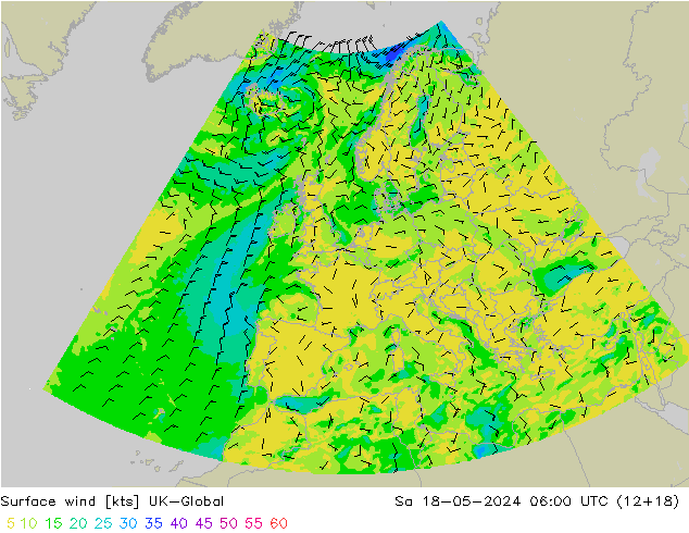 Surface wind UK-Global So 18.05.2024 06 UTC