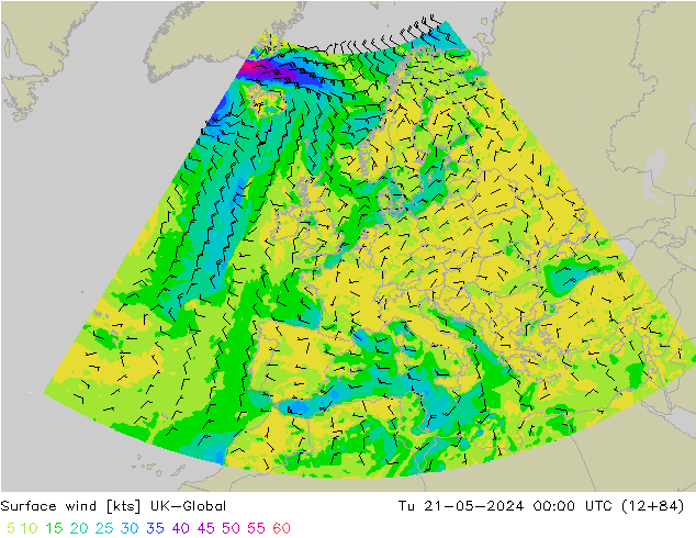ветер 10 m UK-Global вт 21.05.2024 00 UTC