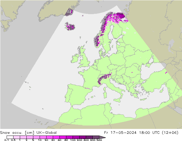 Snow accu. UK-Global 星期五 17.05.2024 18 UTC