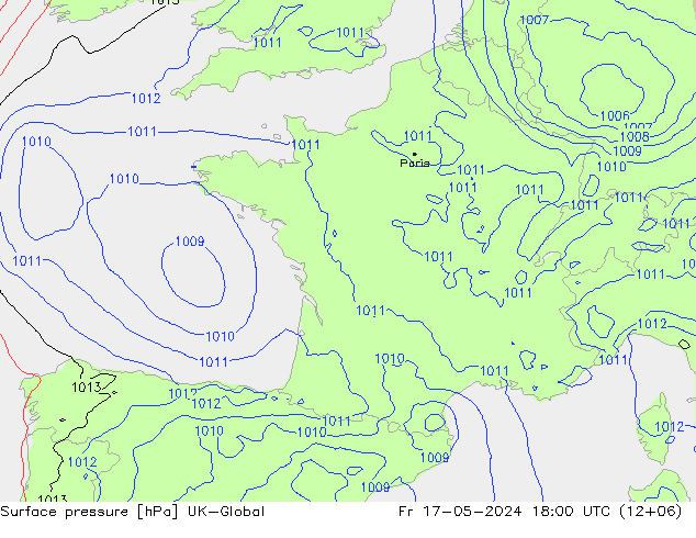 Luchtdruk (Grond) UK-Global vr 17.05.2024 18 UTC