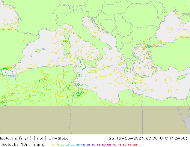 Isotachen (mph) UK-Global zo 19.05.2024 00 UTC