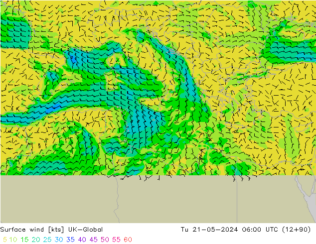 Surface wind UK-Global Tu 21.05.2024 06 UTC