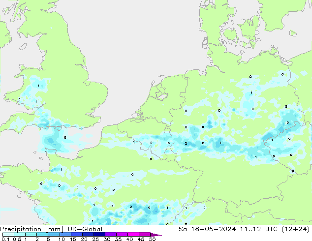 Precipitation UK-Global Sa 18.05.2024 12 UTC