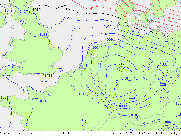 Surface pressure UK-Global Fr 17.05.2024 13 UTC