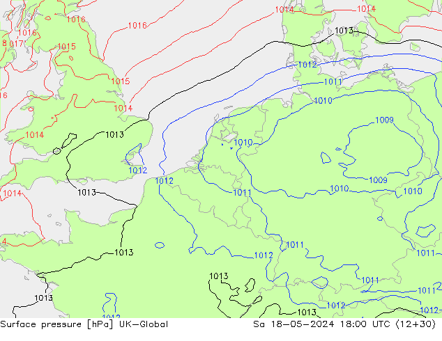 pressão do solo UK-Global Sáb 18.05.2024 18 UTC