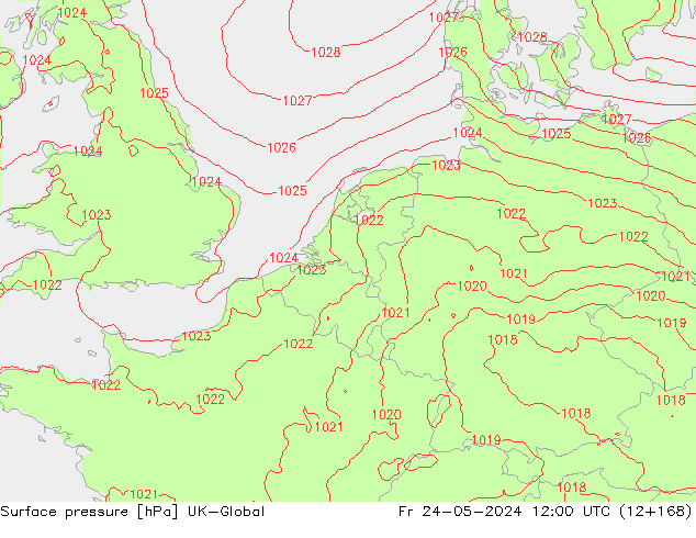 Luchtdruk (Grond) UK-Global vr 24.05.2024 12 UTC