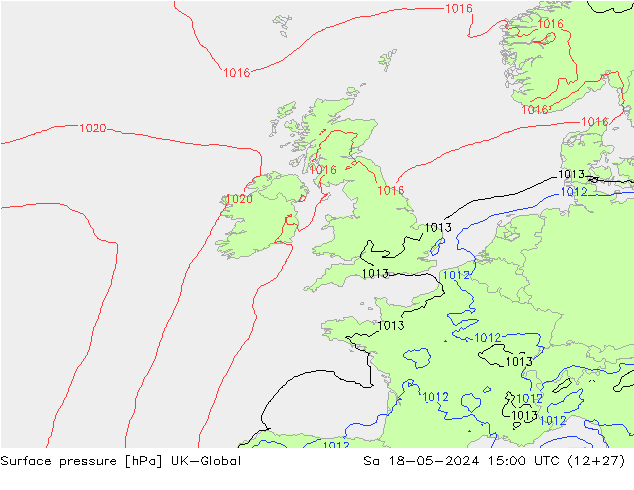приземное давление UK-Global сб 18.05.2024 15 UTC