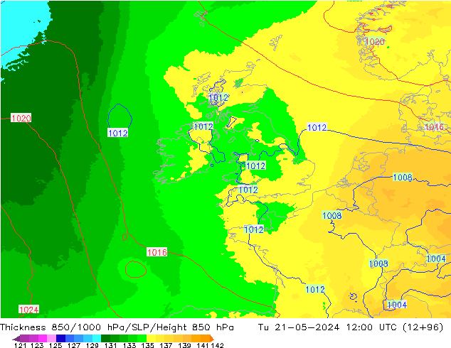 Thck 850-1000 hPa UK-Global mar 21.05.2024 12 UTC