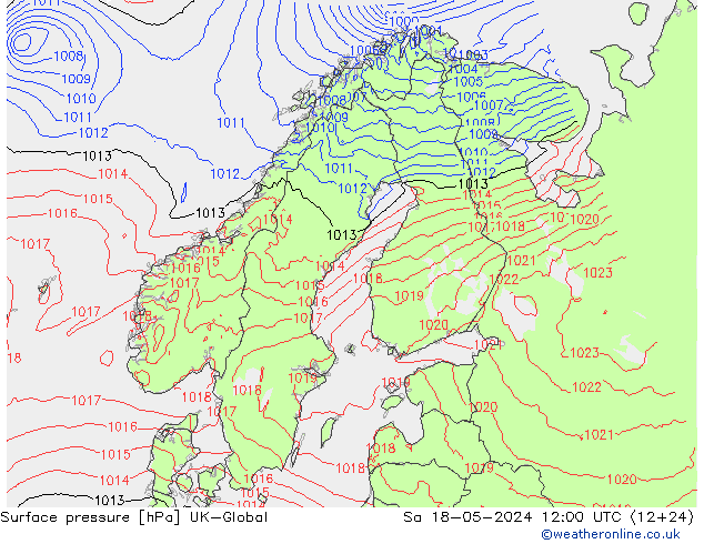 Atmosférický tlak UK-Global So 18.05.2024 12 UTC