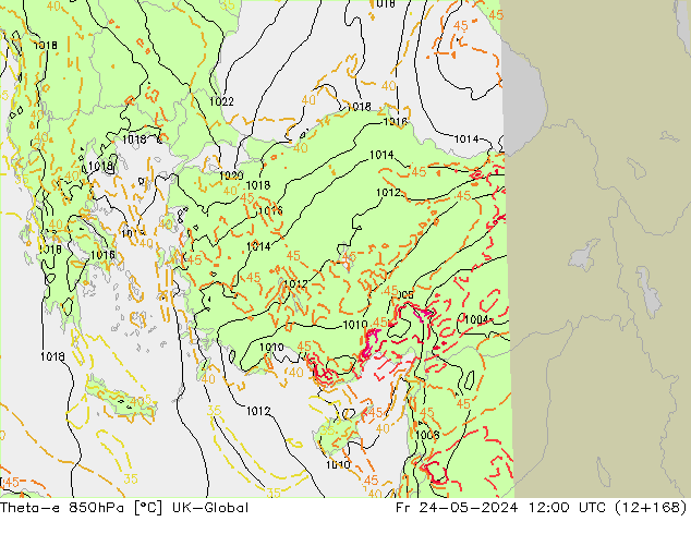 Theta-e 850hPa UK-Global pt. 24.05.2024 12 UTC