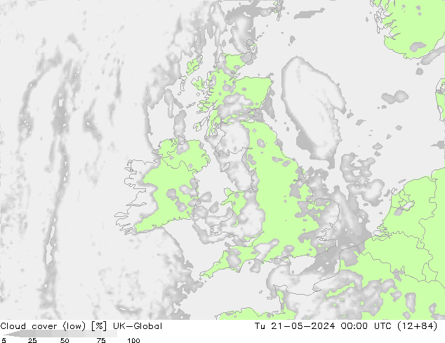 zachmurzenie (niskie) UK-Global wto. 21.05.2024 00 UTC