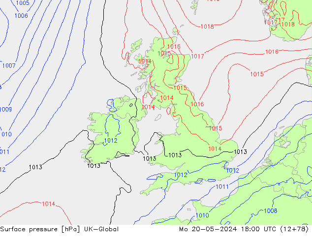 Surface pressure UK-Global Mo 20.05.2024 18 UTC