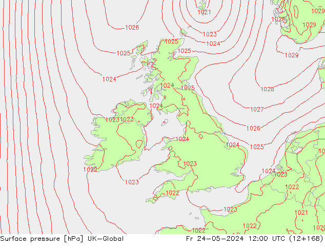 pression de l'air UK-Global ven 24.05.2024 12 UTC