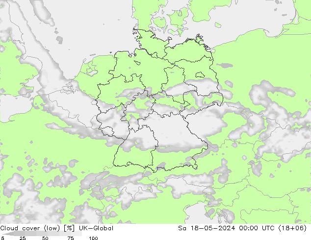 nízká oblaka UK-Global So 18.05.2024 00 UTC