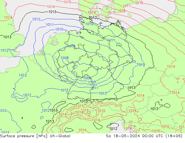 приземное давление UK-Global сб 18.05.2024 00 UTC