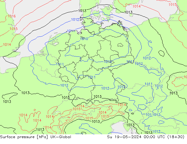 Luchtdruk (Grond) UK-Global zo 19.05.2024 00 UTC