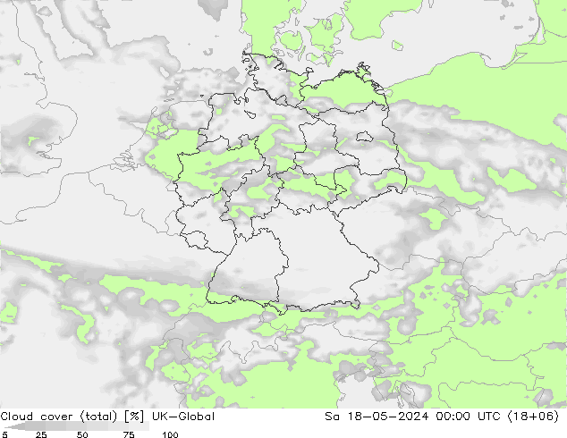 Nubes (total) UK-Global sáb 18.05.2024 00 UTC