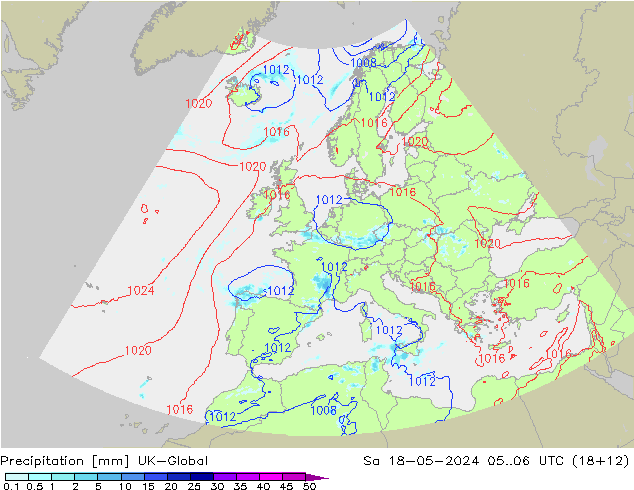 Srážky UK-Global So 18.05.2024 06 UTC