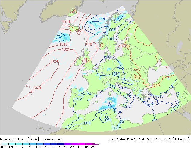 Srážky UK-Global Ne 19.05.2024 00 UTC