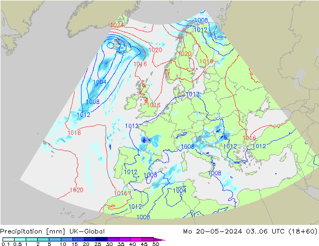 Precipitation UK-Global Mo 20.05.2024 06 UTC