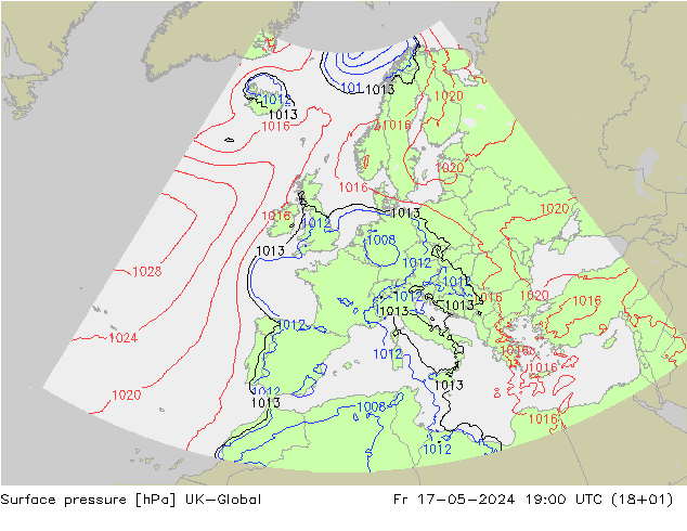 приземное давление UK-Global пт 17.05.2024 19 UTC