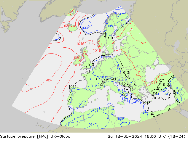 pressão do solo UK-Global Sáb 18.05.2024 18 UTC