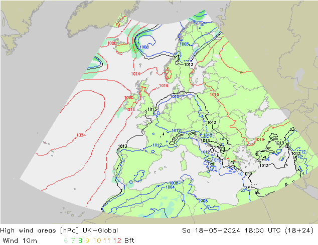 High wind areas UK-Global sáb 18.05.2024 18 UTC