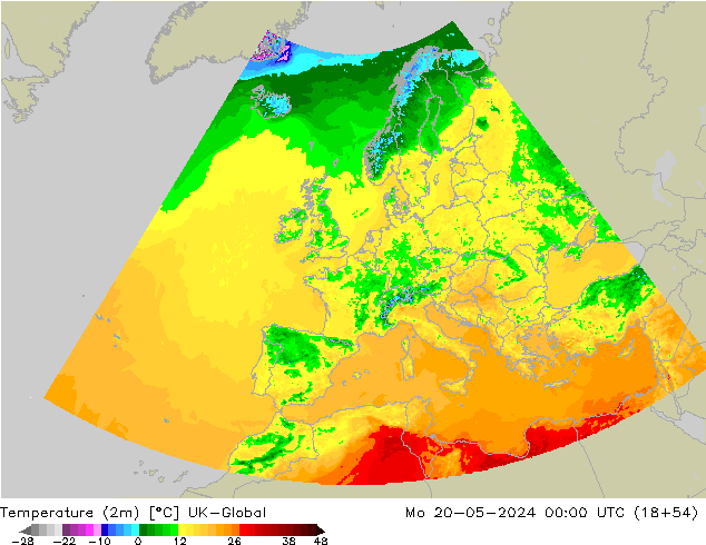 Temperatura (2m) UK-Global Seg 20.05.2024 00 UTC