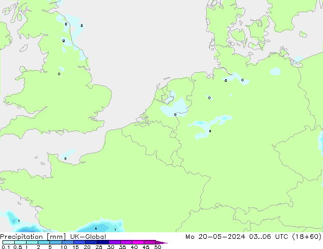 Srážky UK-Global Po 20.05.2024 06 UTC