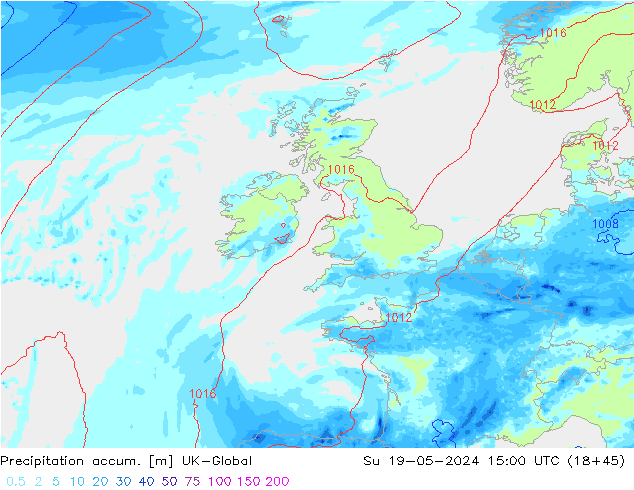 Precipitation accum. UK-Global Ne 19.05.2024 15 UTC
