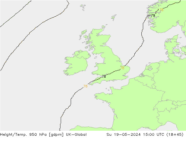 Height/Temp. 950 hPa UK-Global Su 19.05.2024 15 UTC
